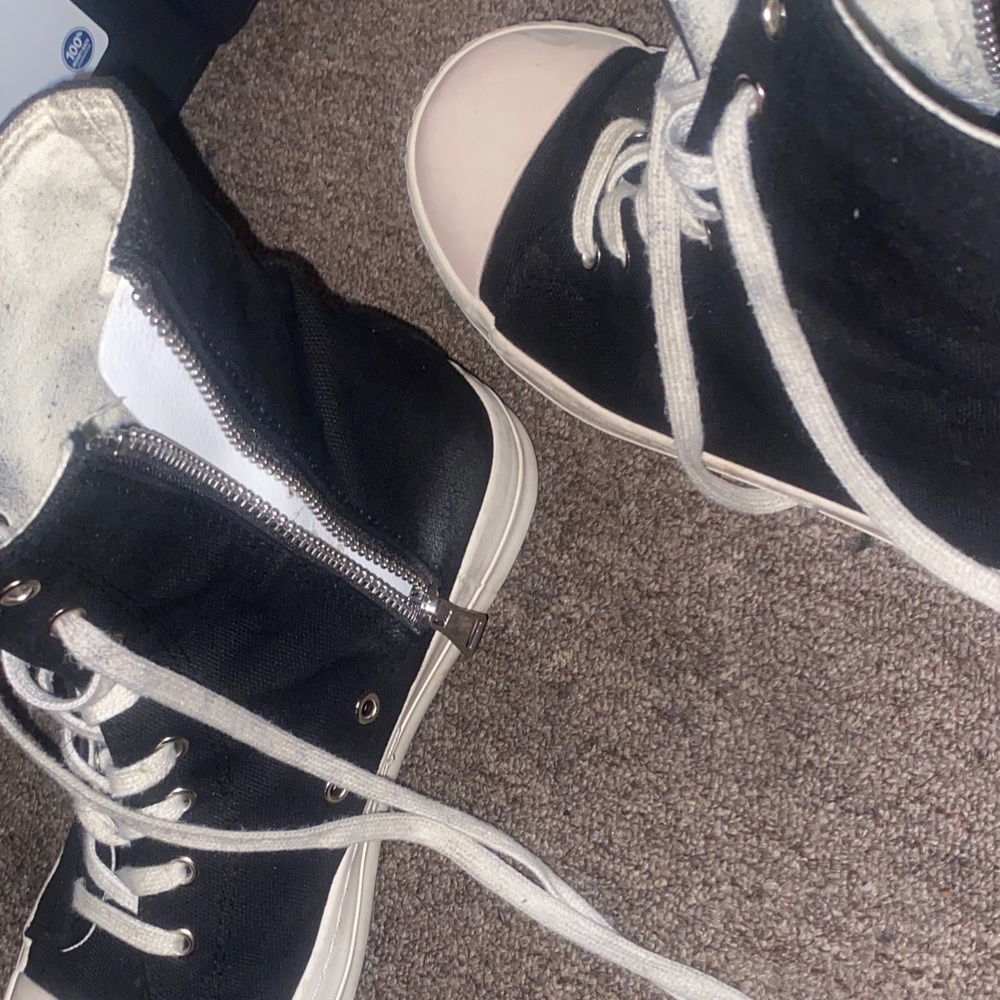 Rick Owens Black and White Canvas High-Tops